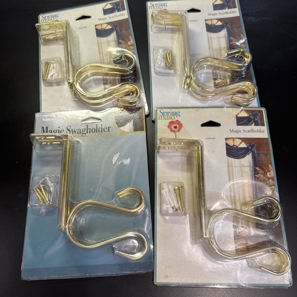 4 pair of Spring Maid Magic Scarfholder/Swagholder curtain drape‎ holder